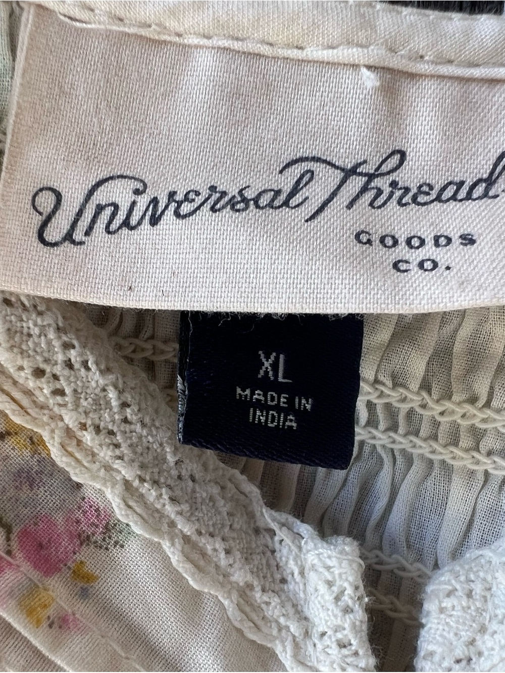 Universal Thread Cream Peplum Blouse with Pink Floral Print - Picture 3 of 5
